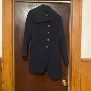 Blue wool blend dress coat